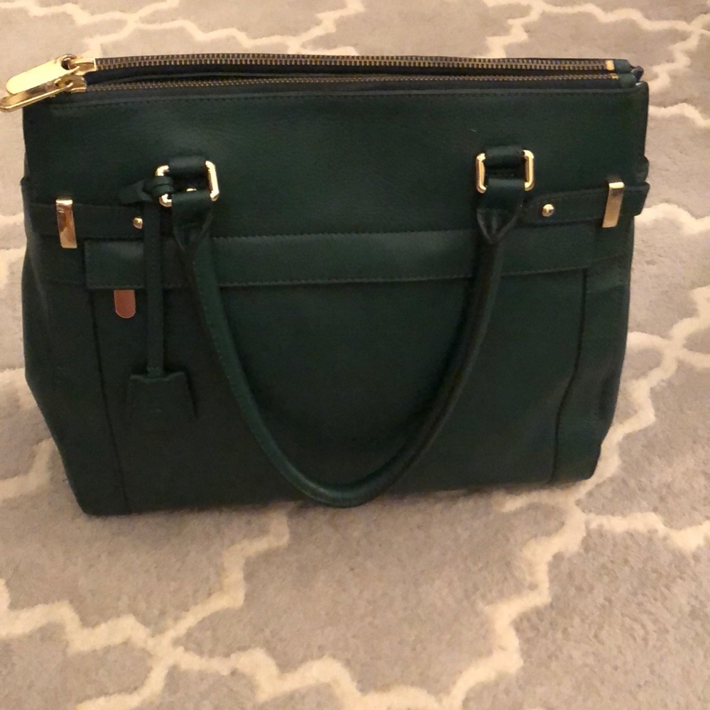 Forest green leather bag
